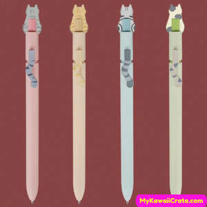Kawaii Happy Cat Tails Retractable Gel Pens 4 Pc Set