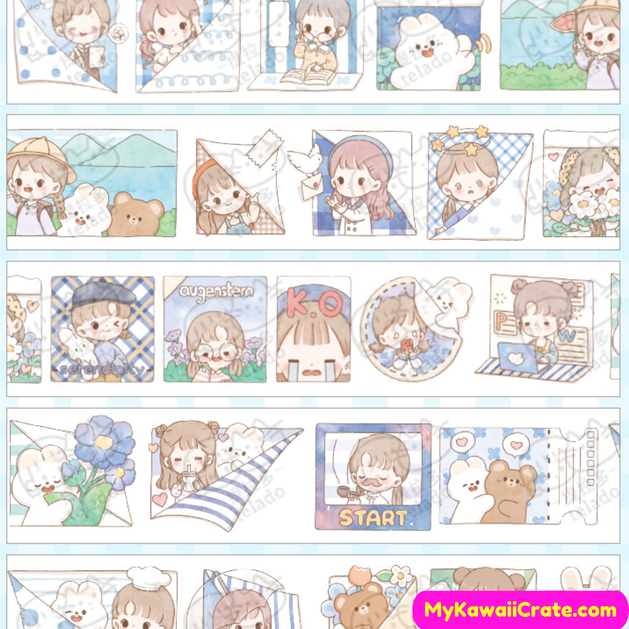 Kawaii Cartoon Fun Girl Washi Tape Stickers, Cute Stickers – MyKawaiiCrate