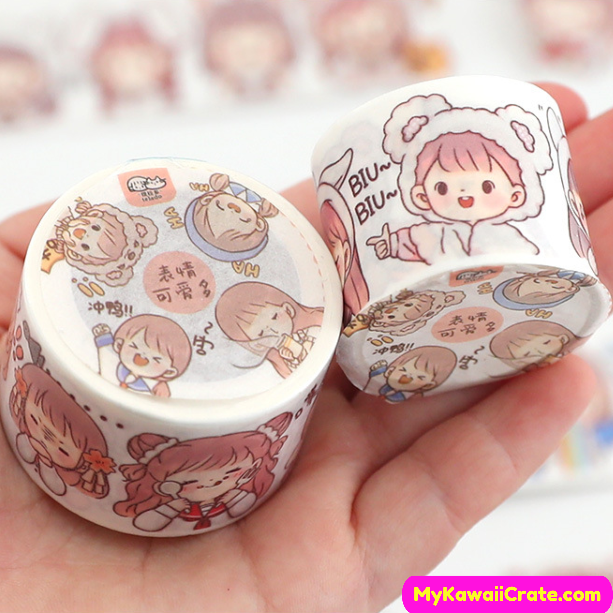 Kawaii Naughty Girl Decorative Washi Tape, Cute Masking Tape – MyKawaiiCrate