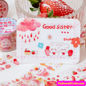 Kawaii Strawberry Rabbit Decorative Tapes
