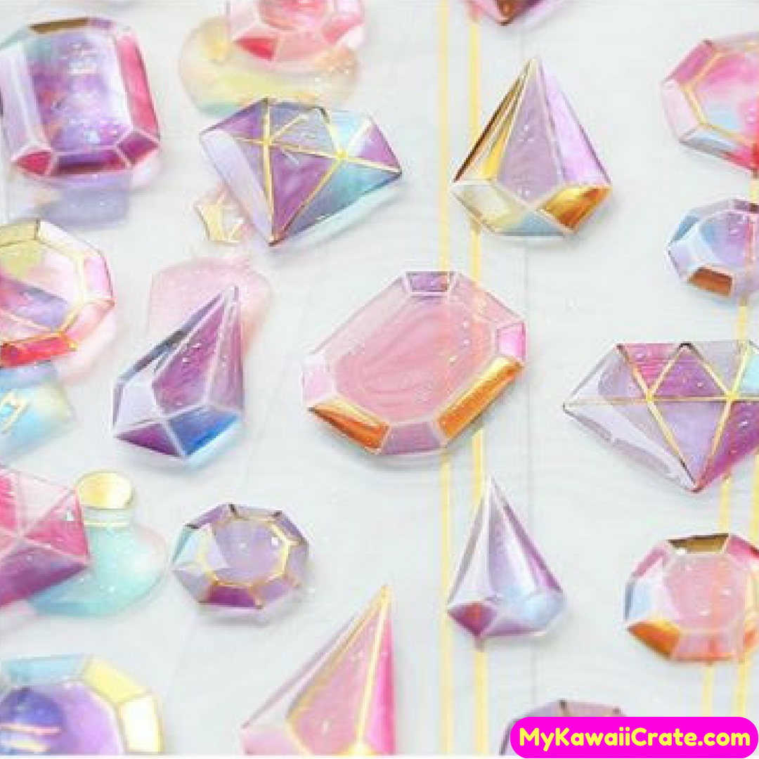 Magical crystal stickers - crystal stickers - gemstone stickers - kawaii  stickers - vinyl stickers - witchy stickers - 8x7cm