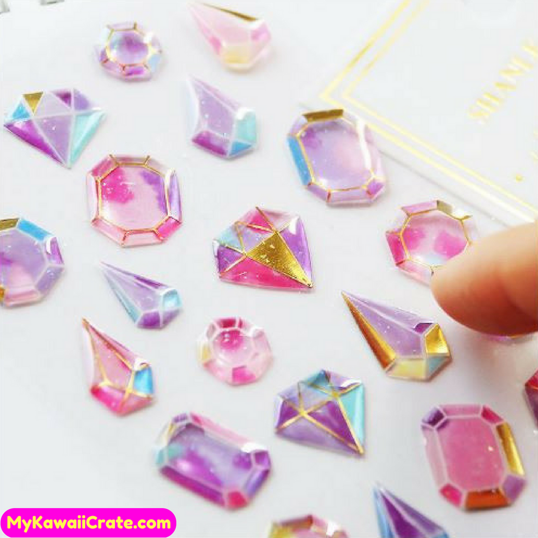 Kawaii Gilding Diamonds Gemstones Crystal 3D Stickers