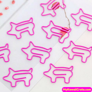 12 Pc Kawaii Pink Pig Paper Clips Bookmarks Page Marker