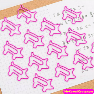 12 Pc Kawaii Pink Pig Paper Clips Bookmarks Page Marker