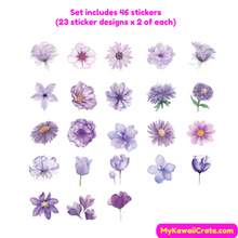 Purple Flowers Bliss Decorative Stickers 46 Pc Pack