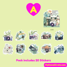Retro Style Camera Travel Diary Decorative Stickers 20 Pc Pack