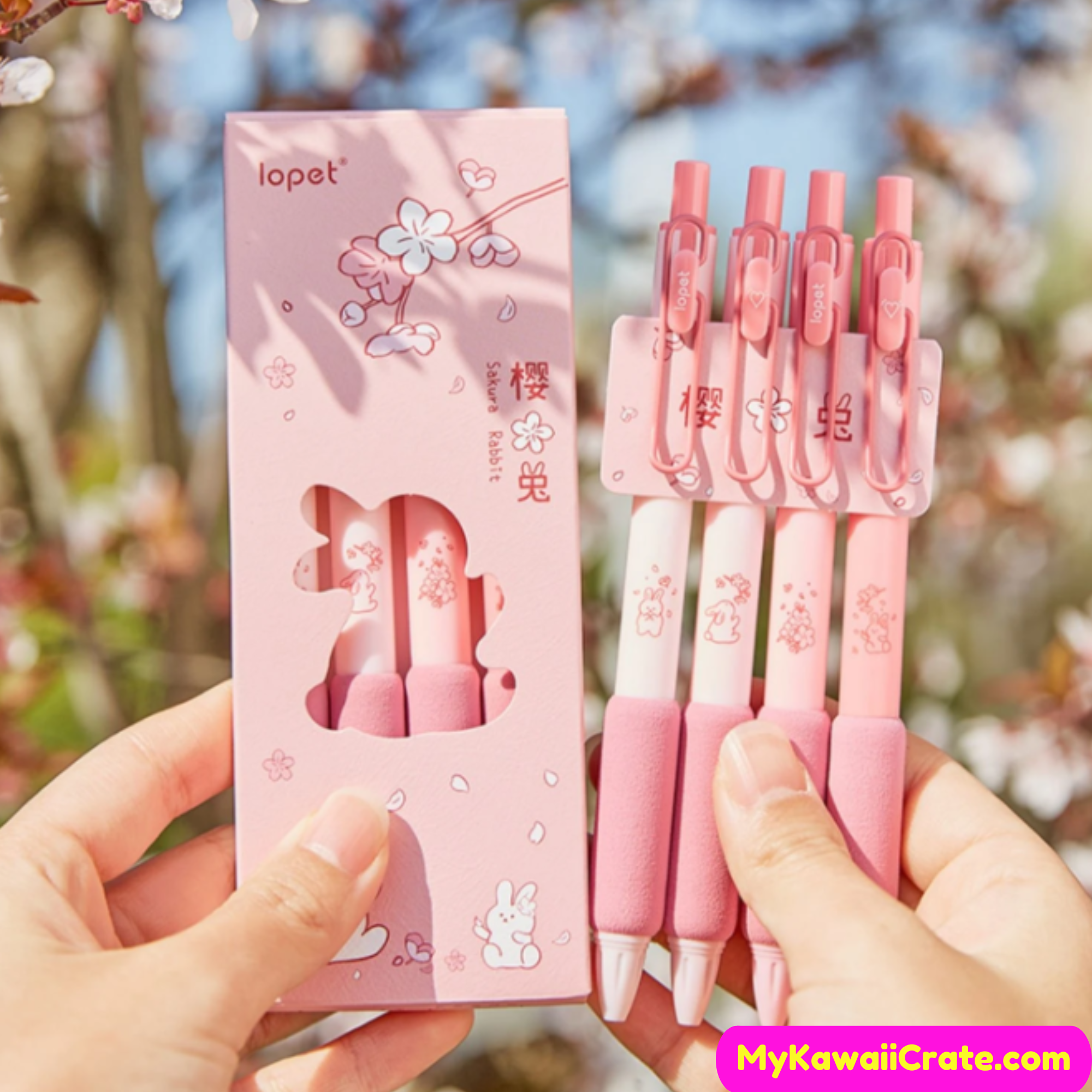 Sakura Cherry Blossoms Bunny Retractable Gel Pens Set – MyKawaiiCrate