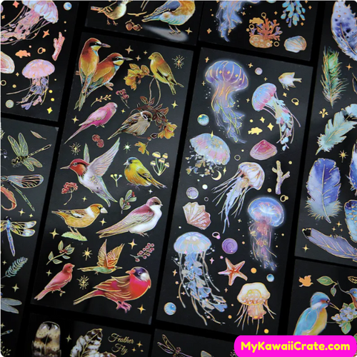 Butterflies Jellyfish Flowers Whales Koi Fish Gilding Stickers –  MyKawaiiCrate