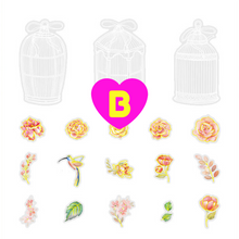 Vintage Bird Cage and Flowers Decorative Stickers 36 Pc Pack