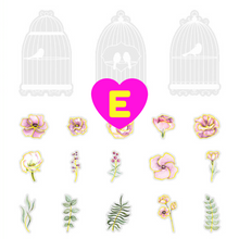 Vintage Bird Cage and Flowers Decorative Stickers 36 Pc Pack